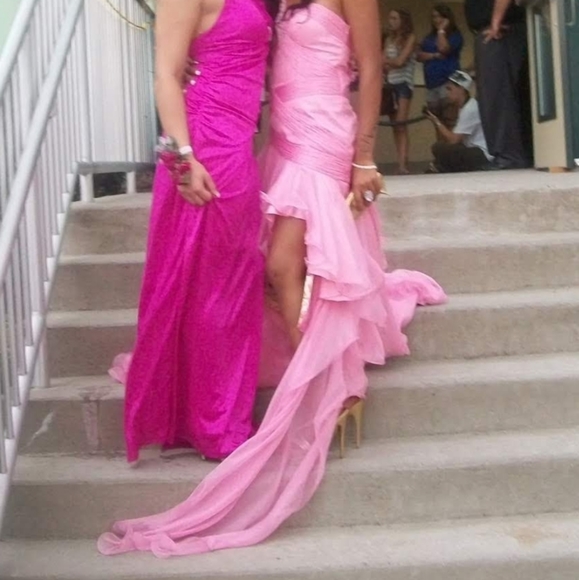 Dave & Johnny gown prom dress pink ruffles girly cheetah leopard animal print - Picture 16 of 17